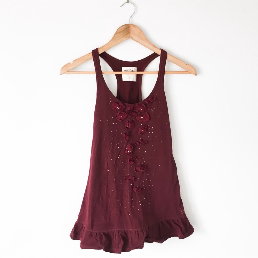 Abercrombie Beaded Ruffle Tank Top